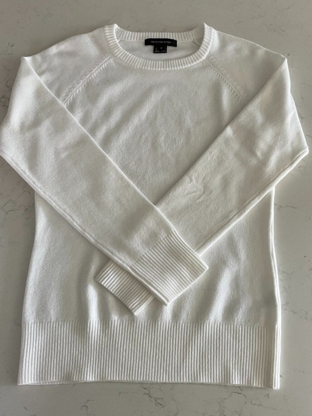 French Connection LS Crew Neck Acrylic Polyamide Blend Soft Sweater White Sz S
